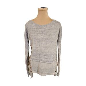 One Grey Day Light Grey Distressed Side Detail Sweater Sz L
